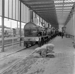 125596 Afbeelding van de stoomlocomotieven van het Nederlands Spoorwegmuseum (Maliebaanstation) te Utrecht onder de ...